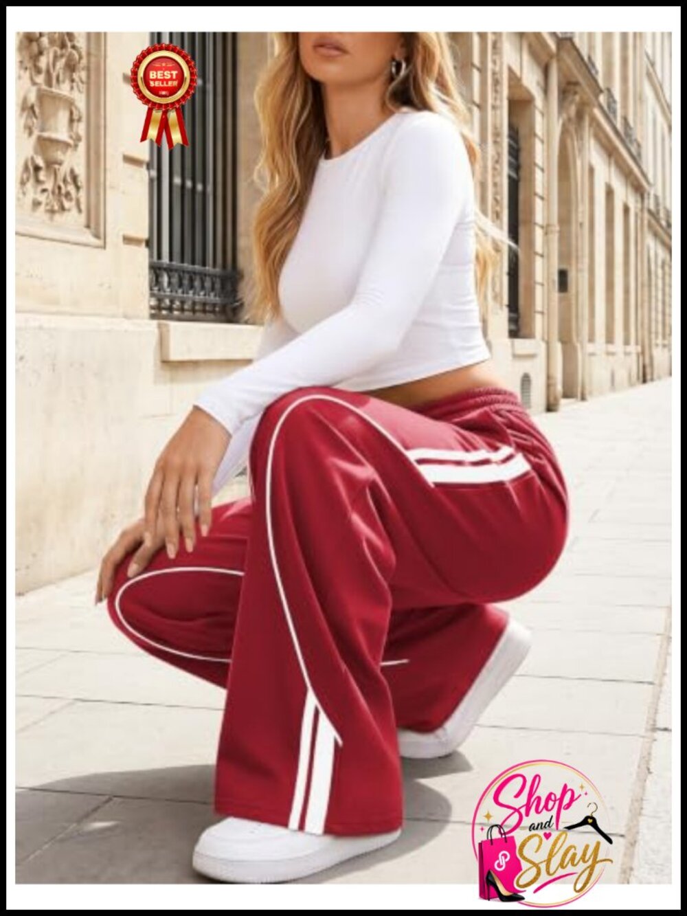 Baggy Barrel Sweatpants Striped Wide Leg Drawstring Joggers Slouchy Streetwear
